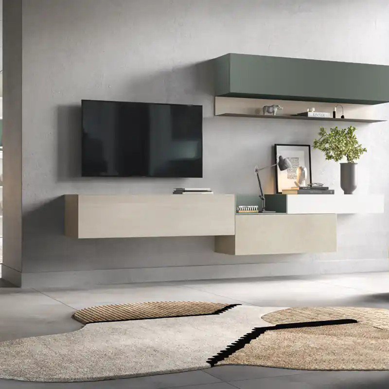 Parete attrezzata sospesa Kosmos KF102 Moretti Compact con moduli muschio