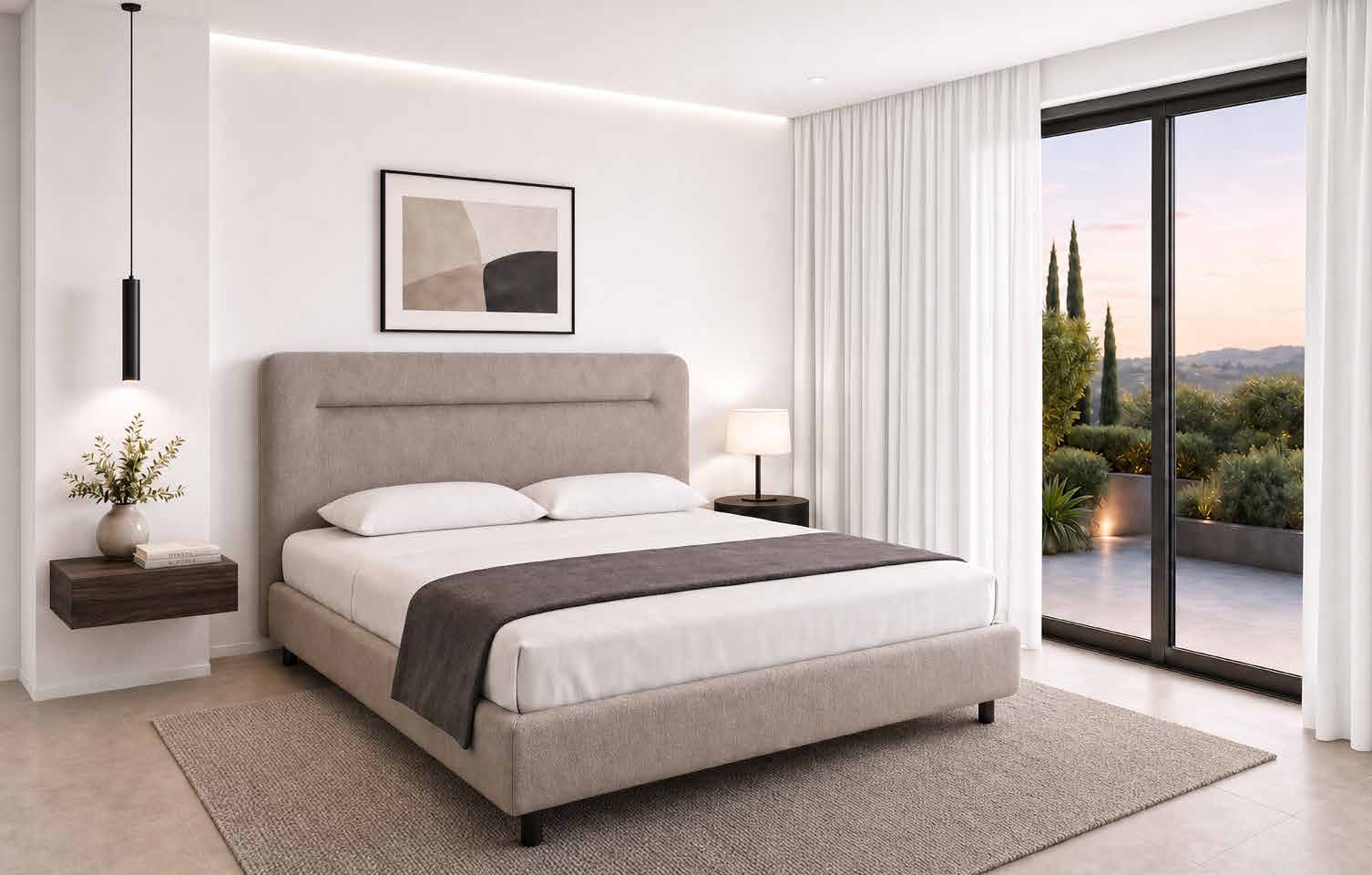 Letto Lavanda ambientato in una camera da letto